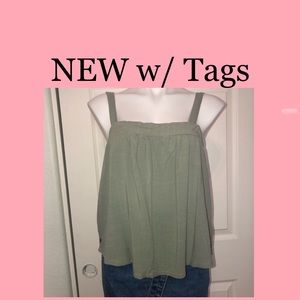 NWT Anthropologie Kirious Green Tank Elastic Top L